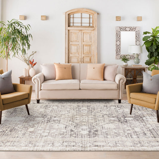 Machine Washable Rug - Coffee & Gold