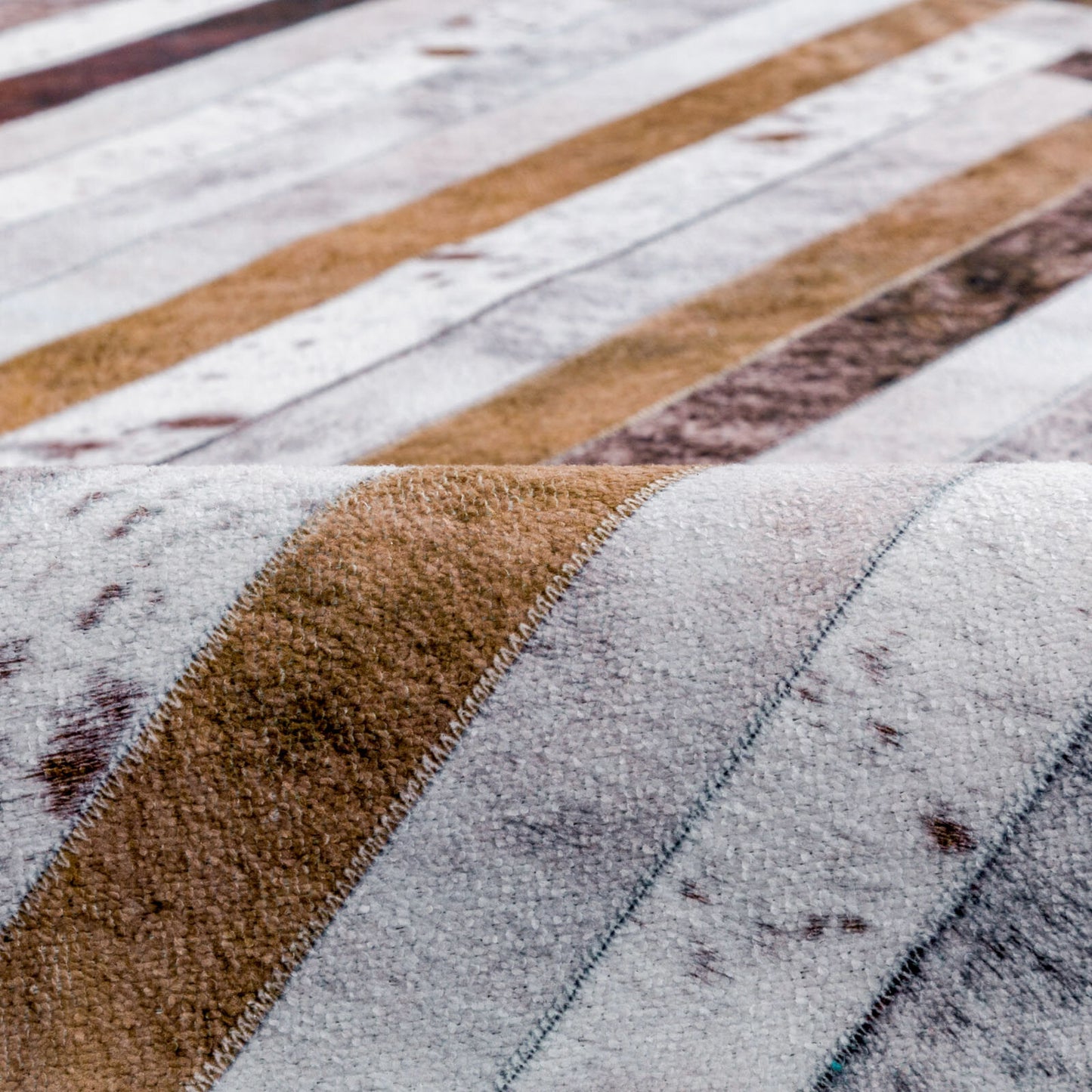 Machine Washable Rug - Modern ZigZag Faux Hide