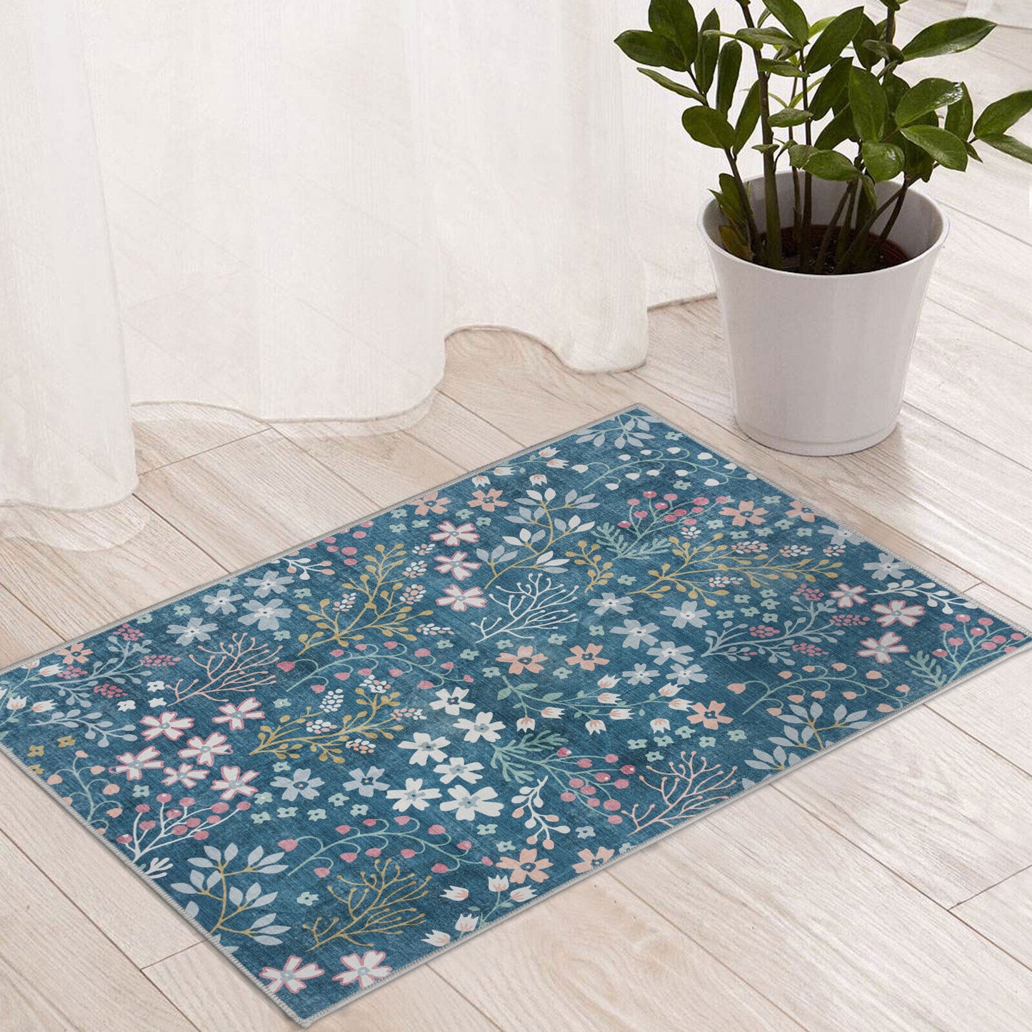 Machine Washable Rug - Turquoise Blue