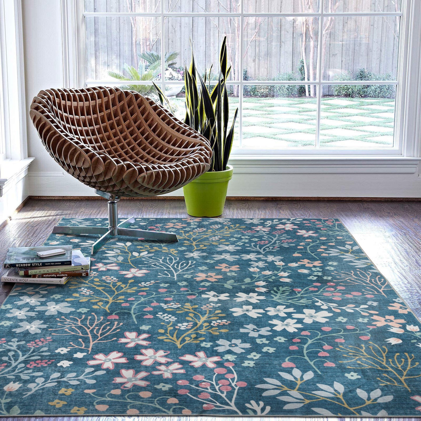 Machine Washable Rug - Turquoise Blue