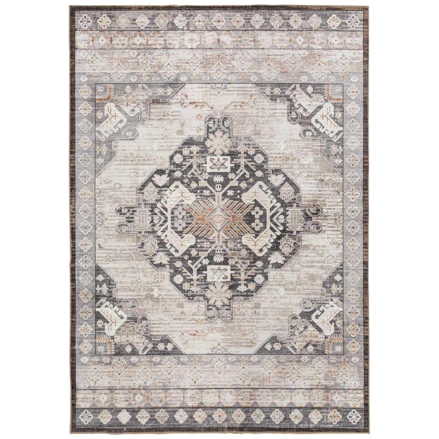 Machine Washable Rug - Soft Brown & Grey