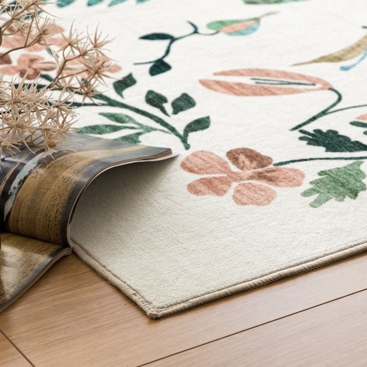 Machine Washable Rug - Ivory Flora