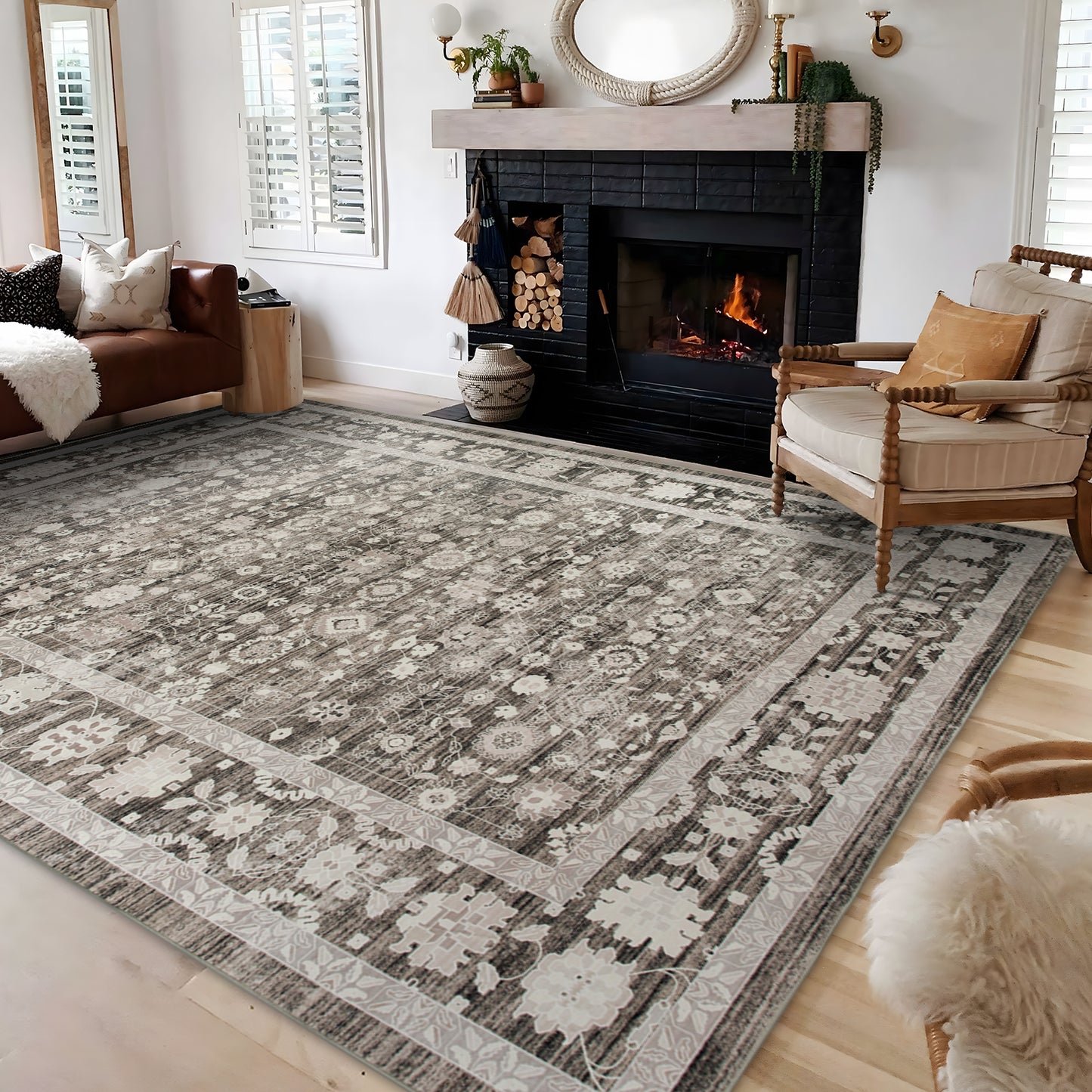 Machine Washable Rug - Soft Brown