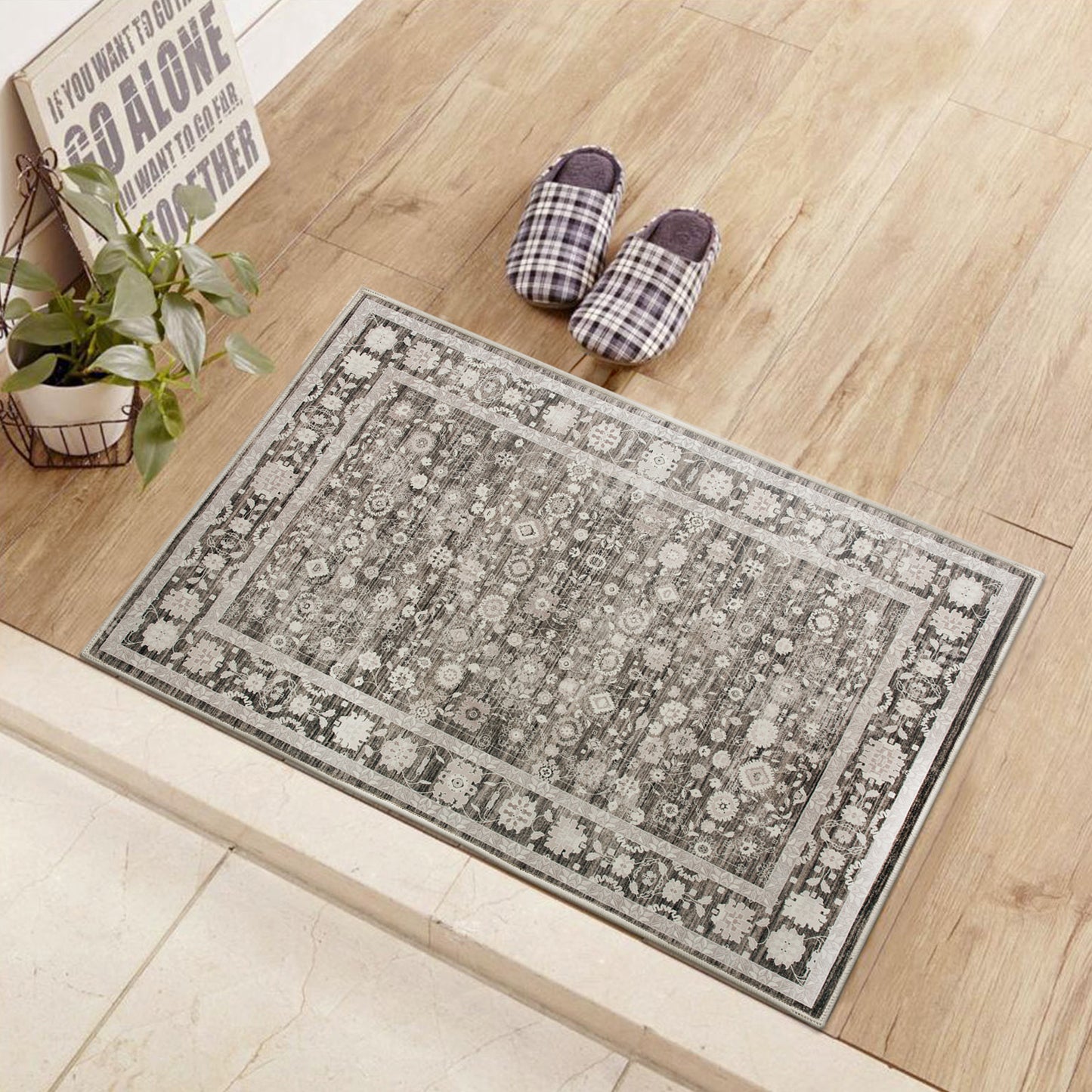 Machine Washable Rug - Soft Brown