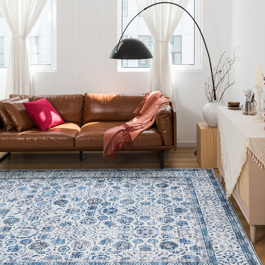 Machine Washable Rug - Modern Azure