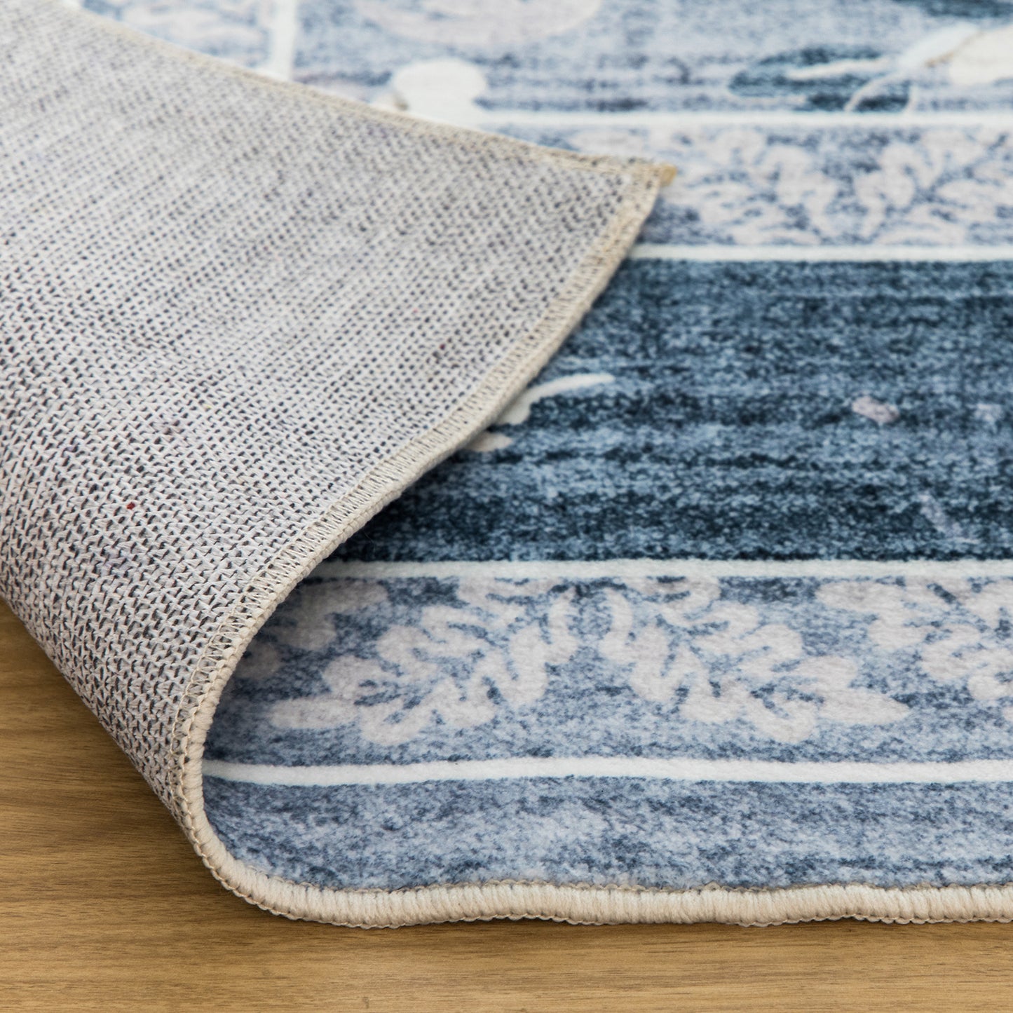 Machine Washable Rug - Blue Flora
