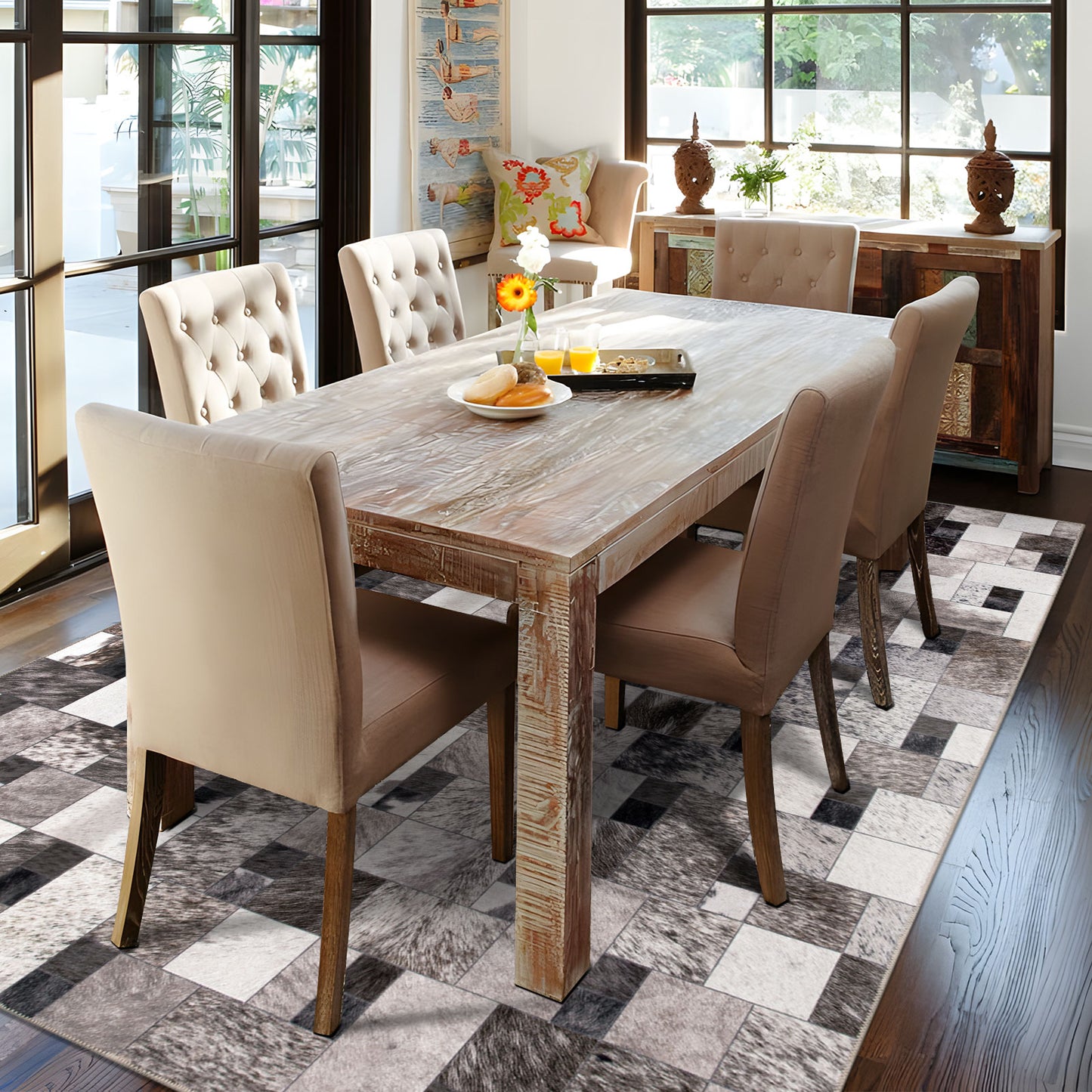 Machine Washable Rug - Modern Faux Hide