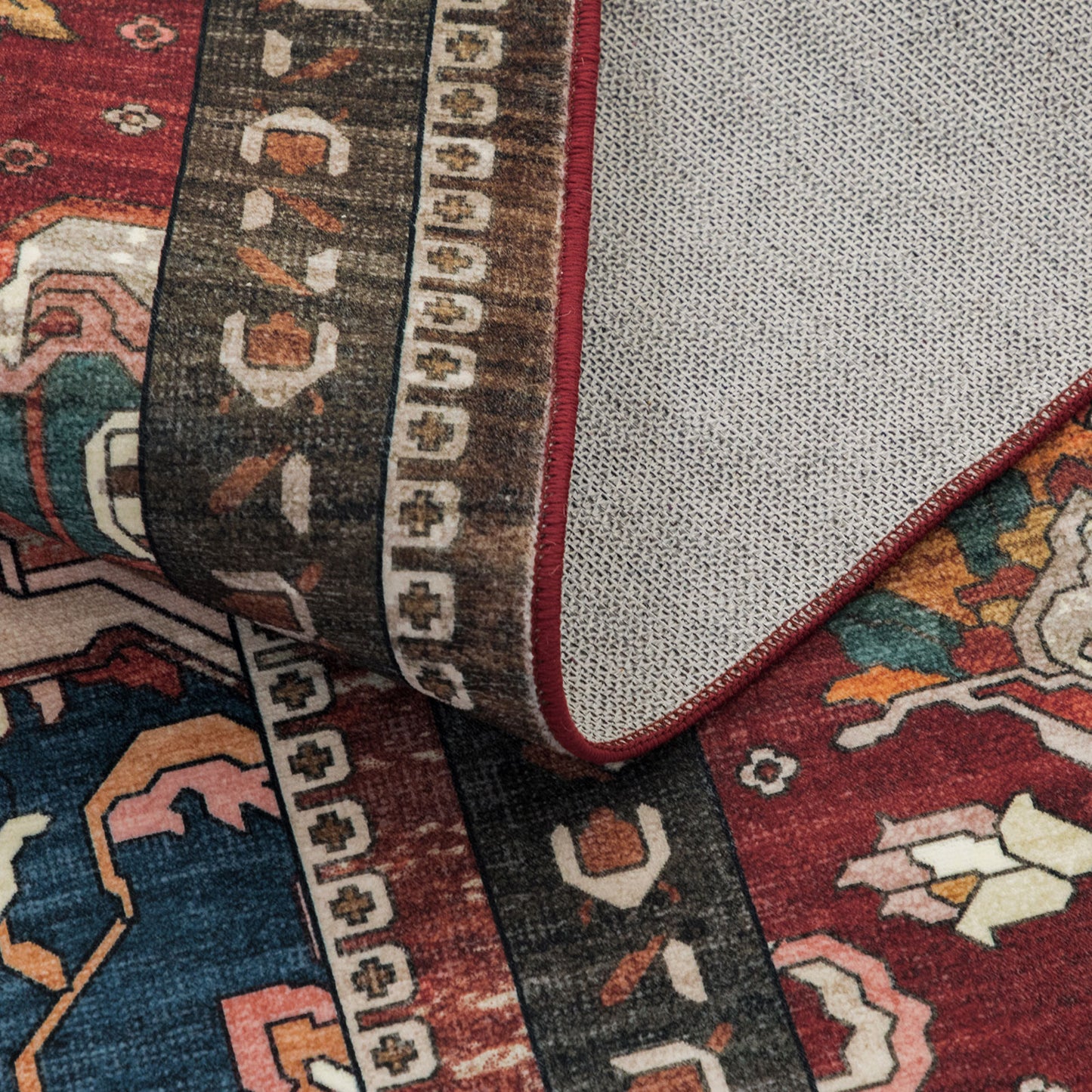 Machine Washable Rug - Vintage Red