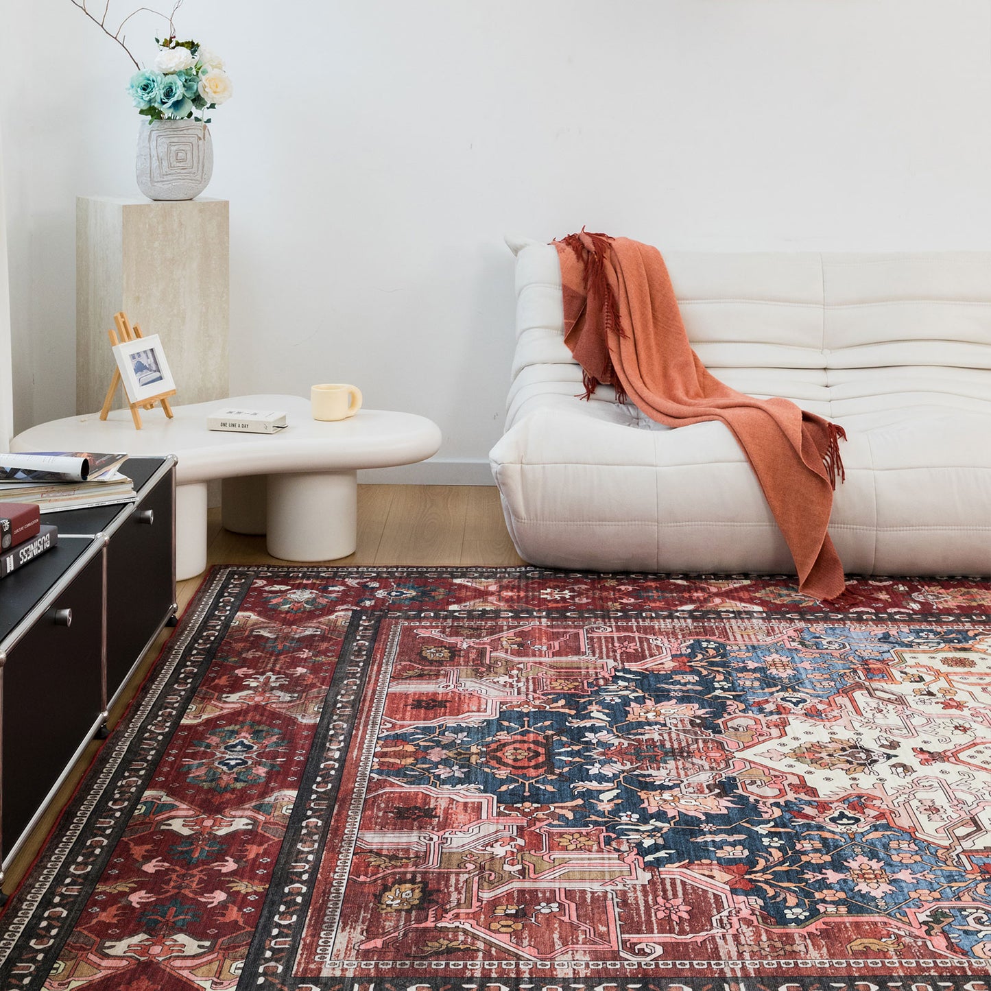 Machine Washable Rug - Vintage Red