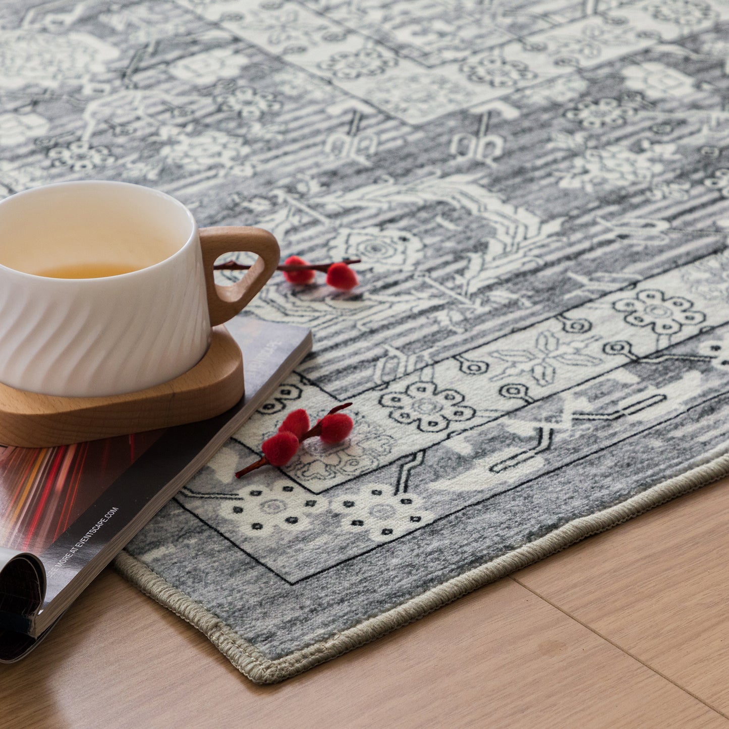 Machine Washable Rug - Soft Grey