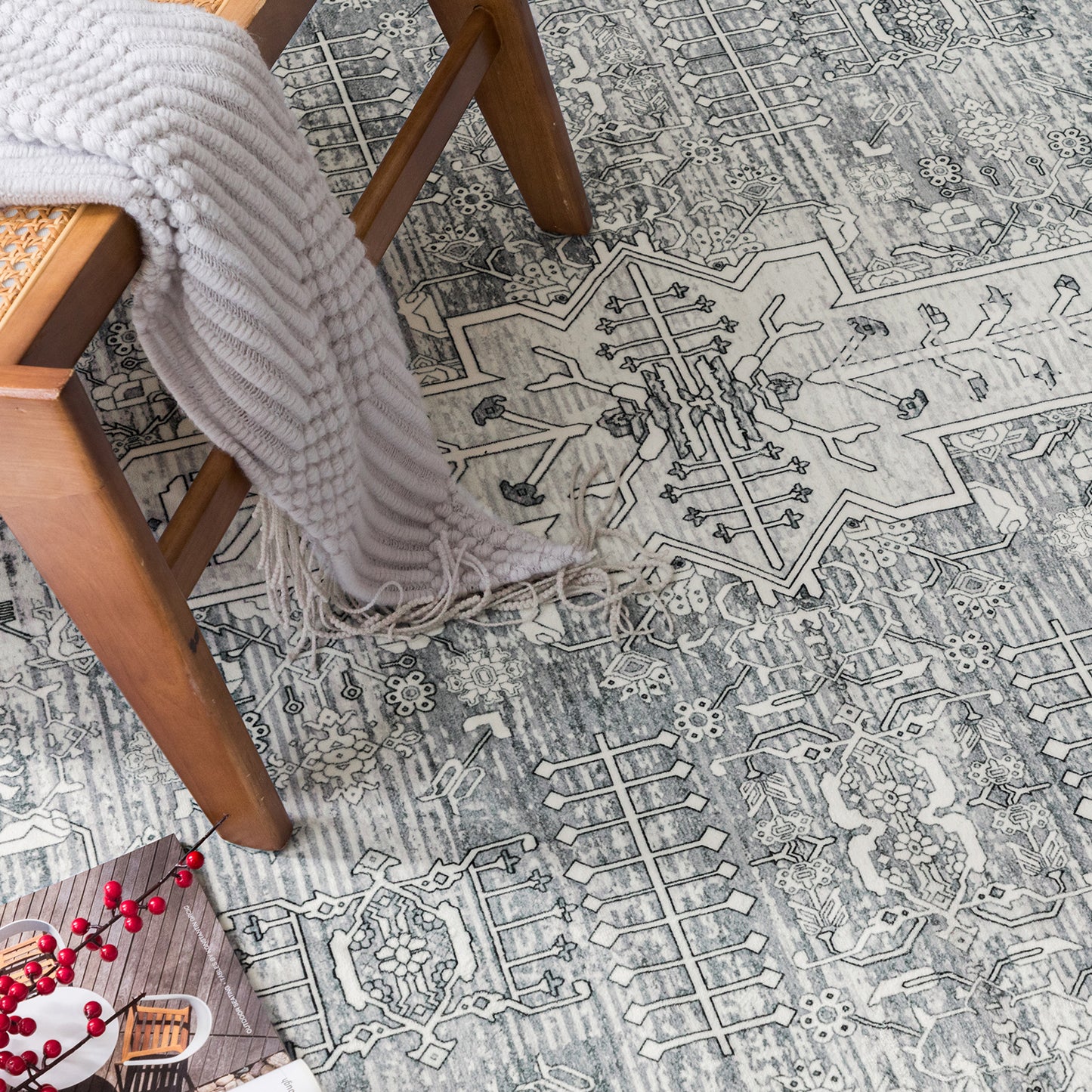 Machine Washable Rug - Soft Grey