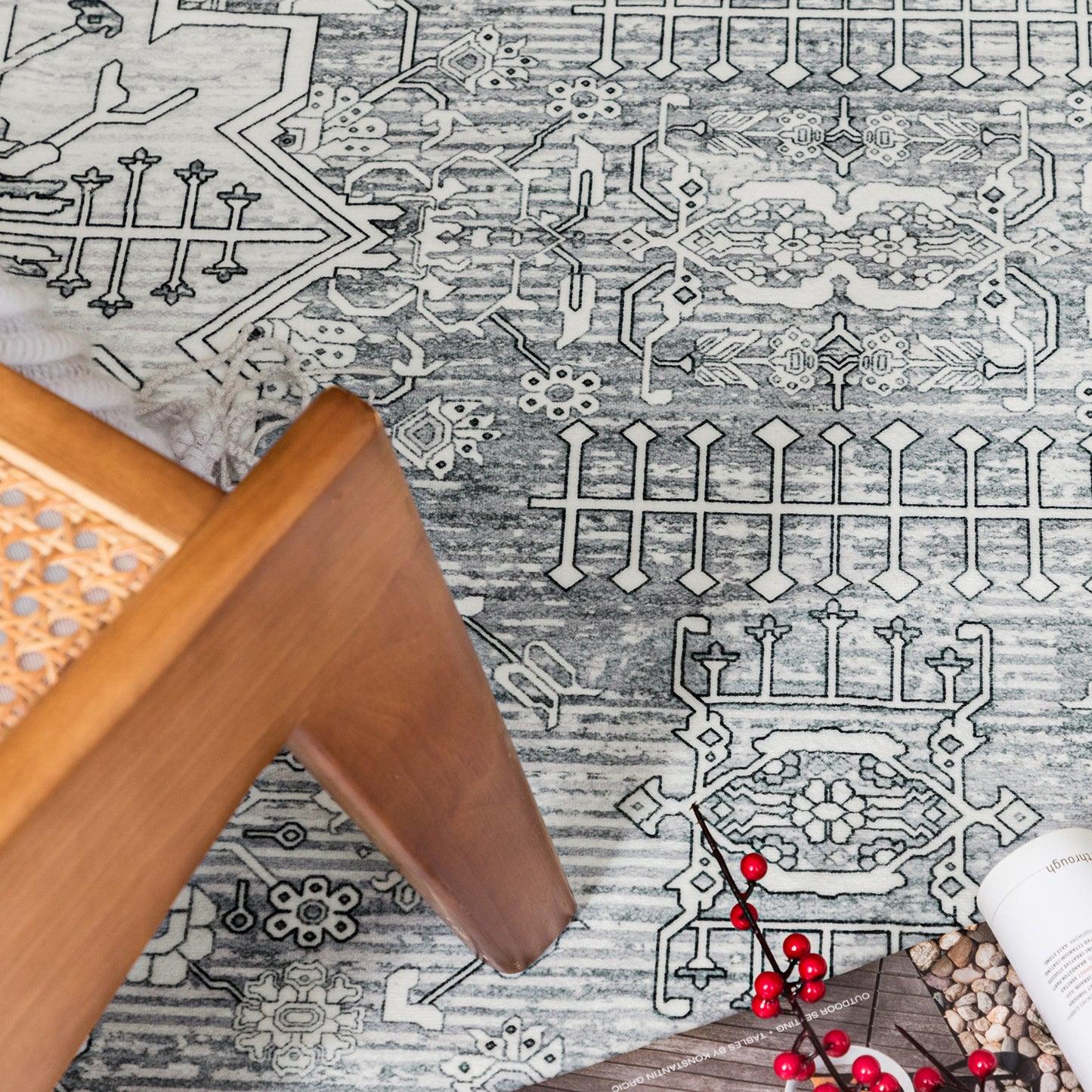 Machine Washable Rug - Soft Grey