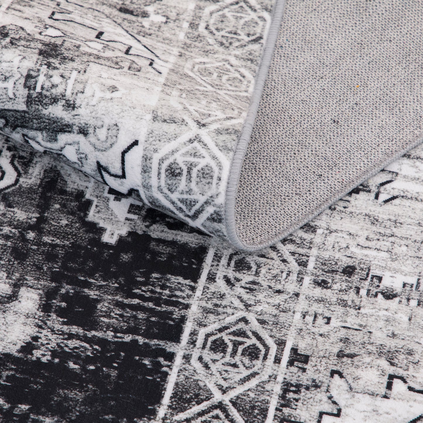 Machine Washable Rug - Distressed Charcoal