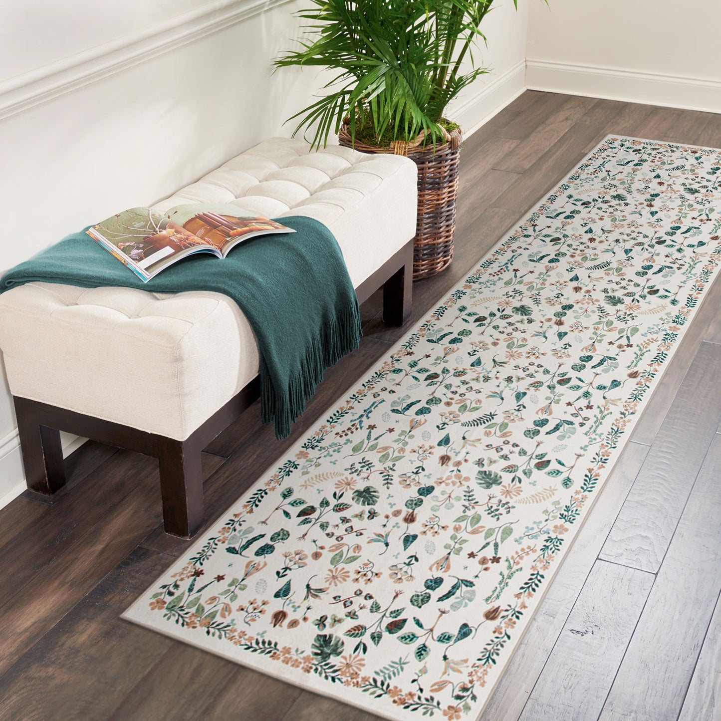 Machine Washable Rug - Ivory Flora