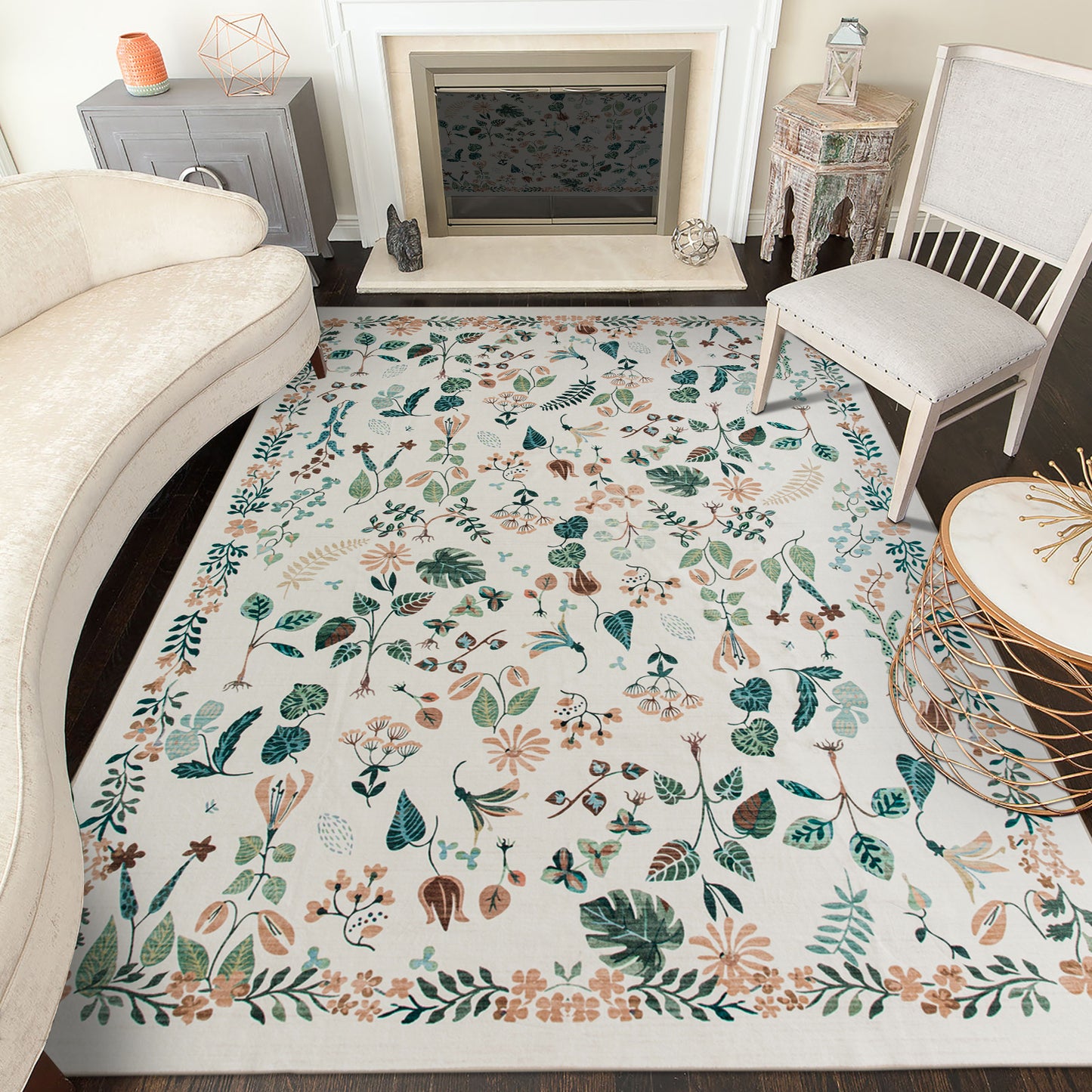 Machine Washable Rug - Ivory Flora