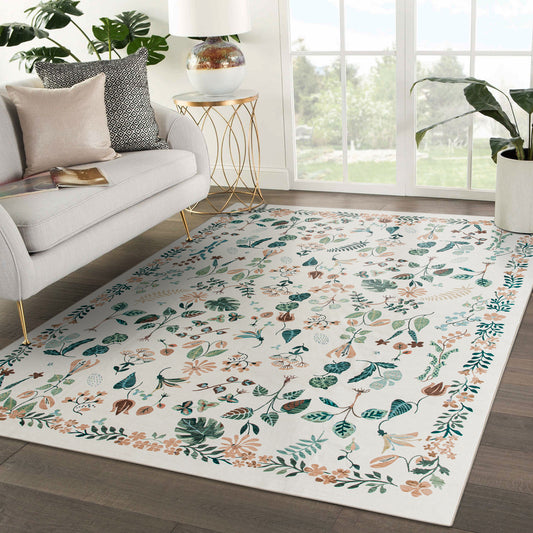 Machine Washable Rug - Ivory Flora