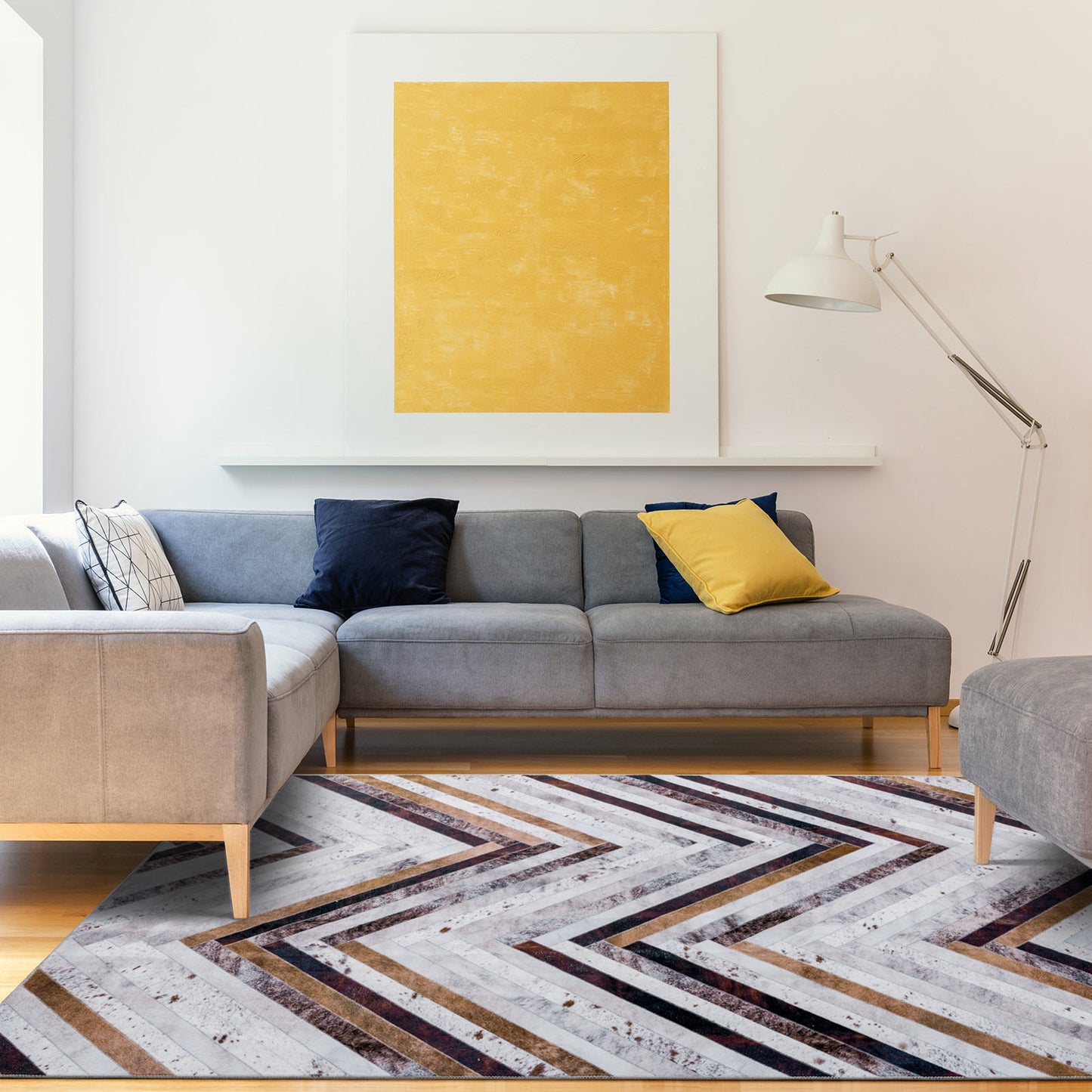 Machine Washable Rug - Modern ZigZag Faux Hide
