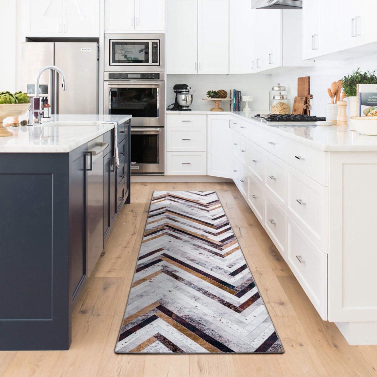 Machine Washable Rug - Modern ZigZag Faux Hide