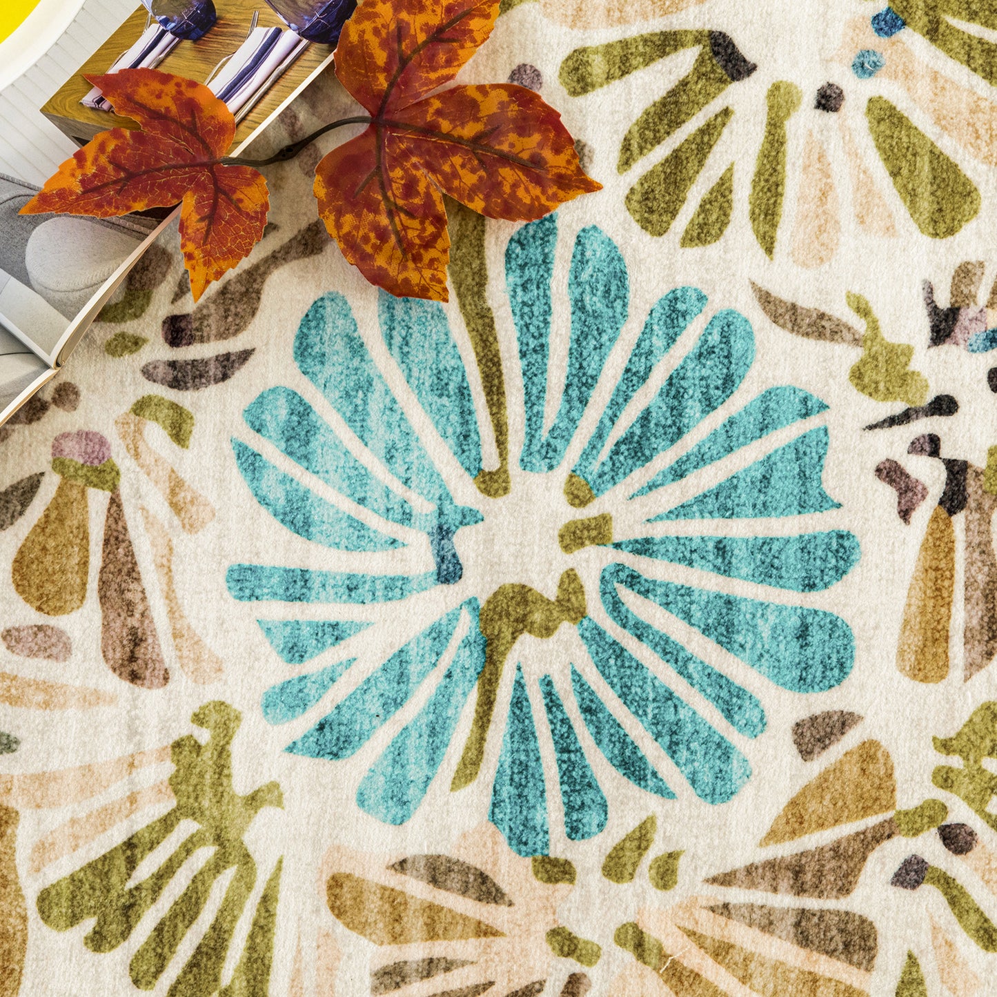 Machine Washable Rug - Retro Flora