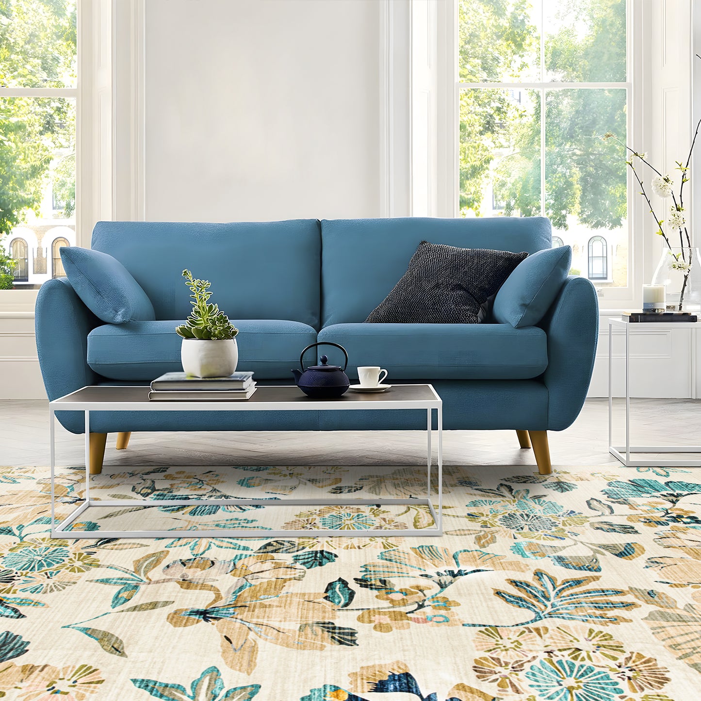Machine Washable Rug - Retro Flora