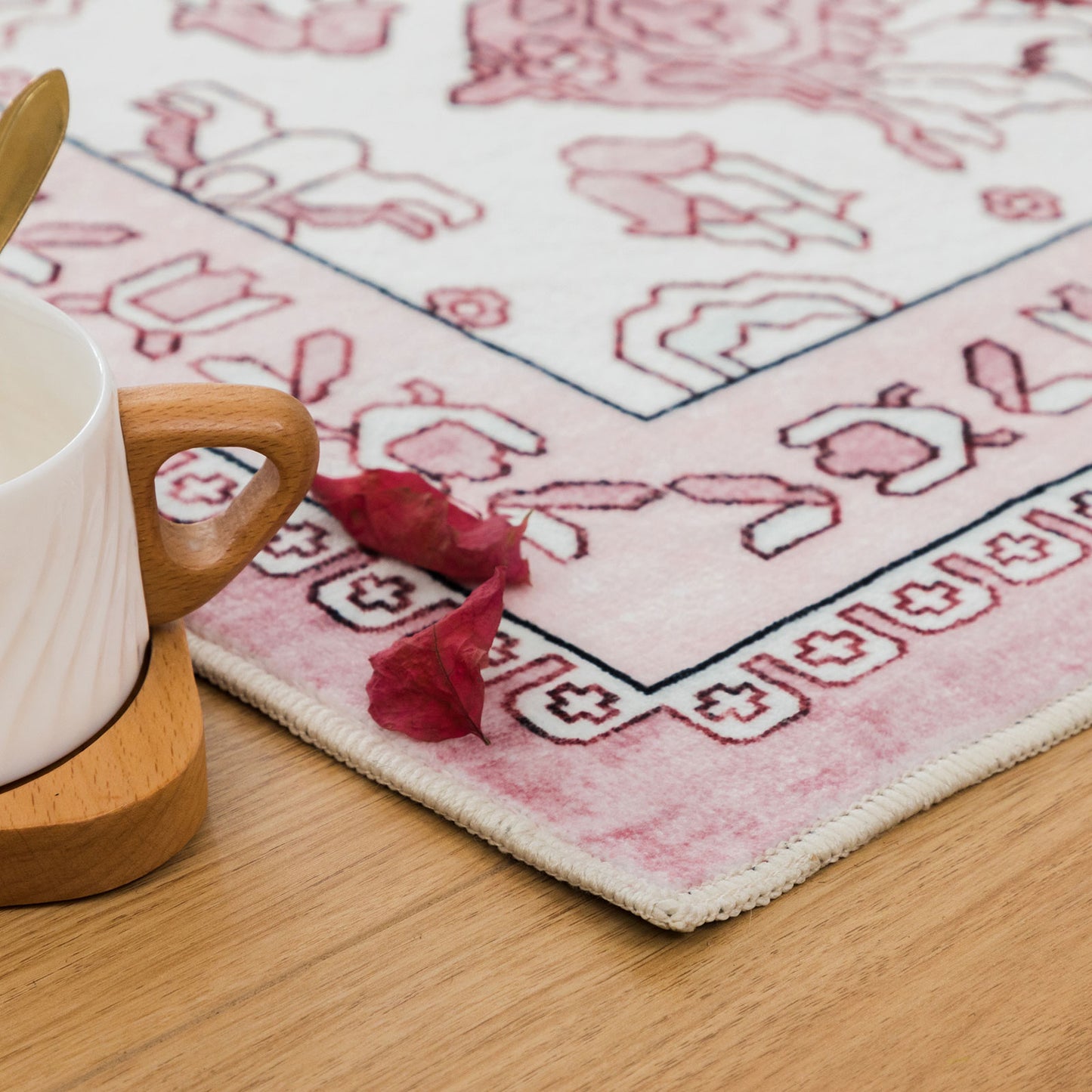 Machine Washable Rug - Pastel Pink