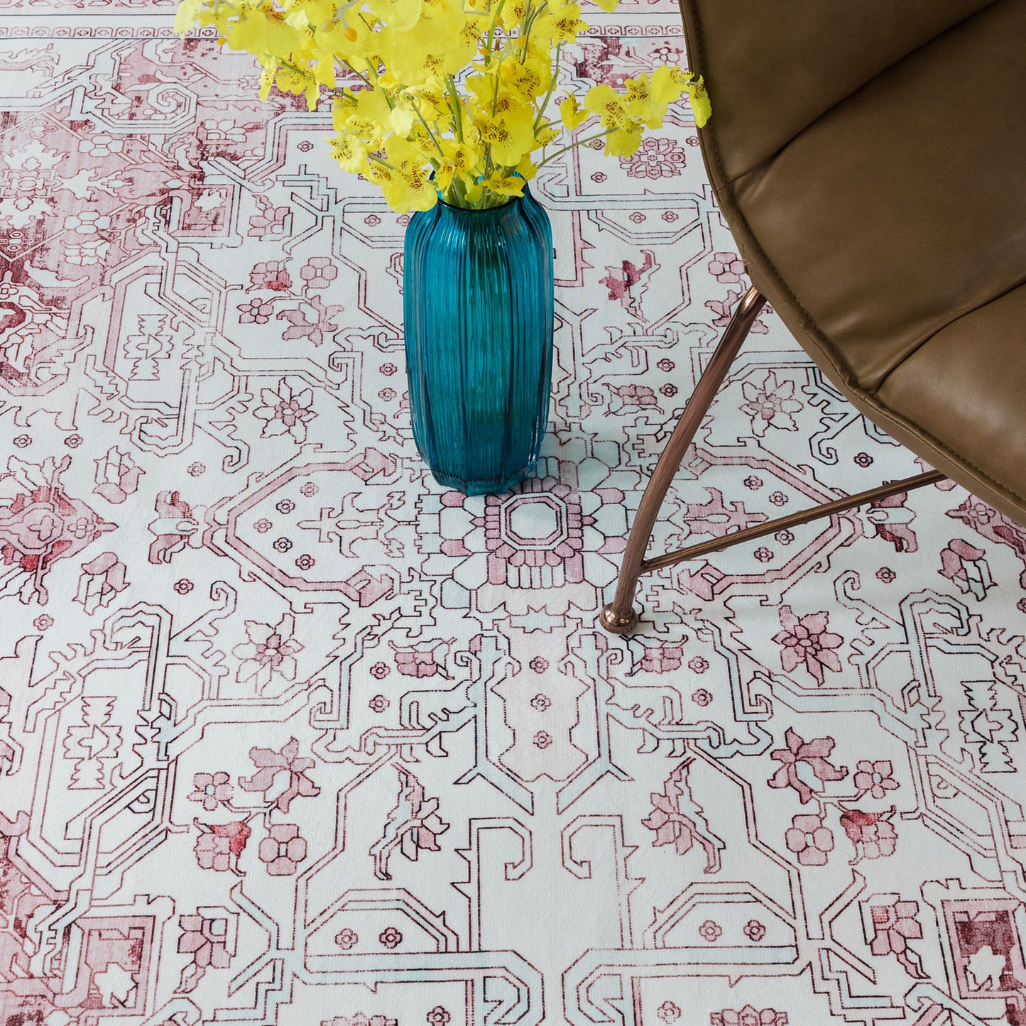 Machine Washable Rug - Pastel Pink