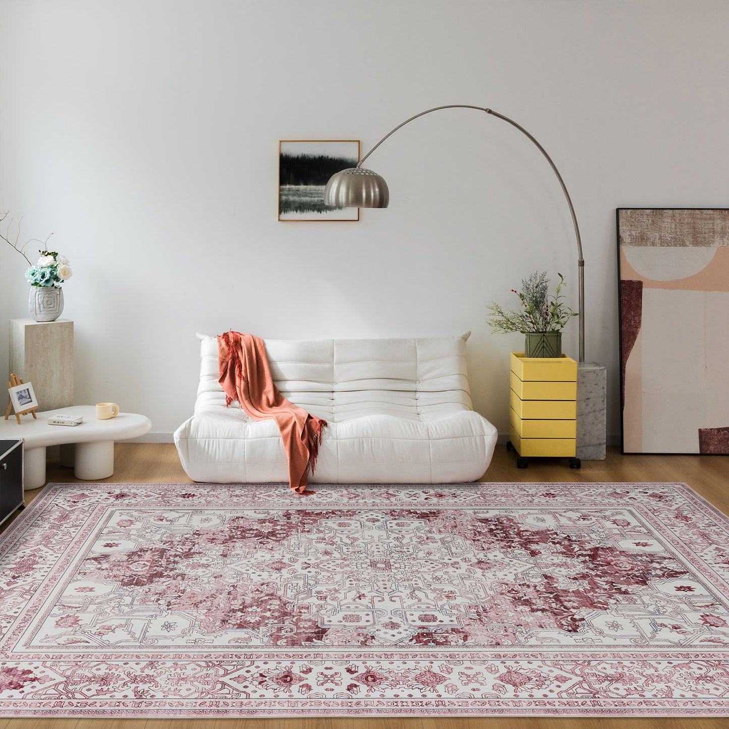 Machine Washable Rug - Pastel Pink