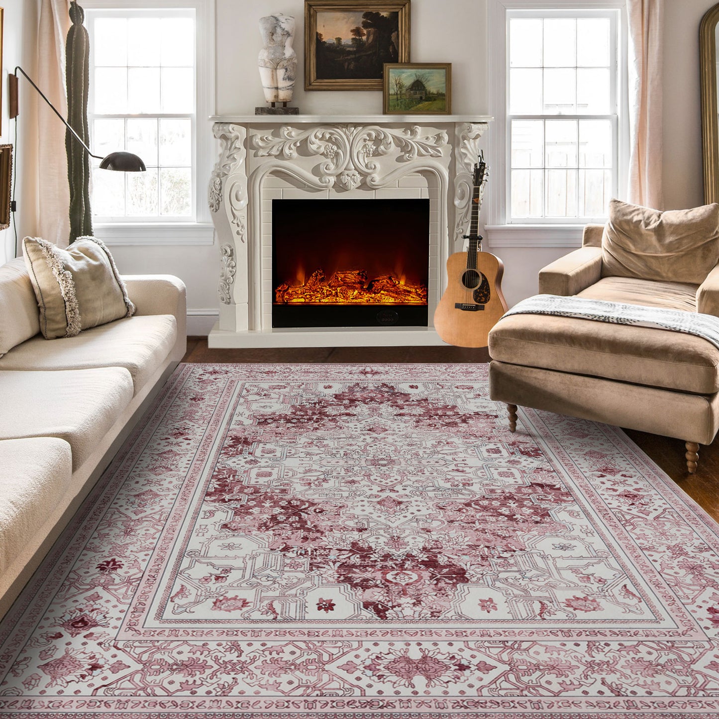 Machine Washable Rug - Pastel Pink