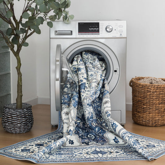 Machine Washable Rug - Coastal Blue
