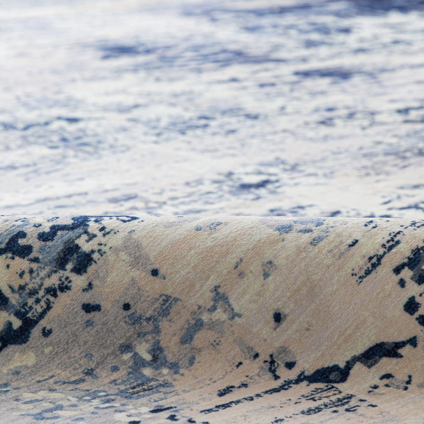 Machine Washable Rug - Blue & Tan