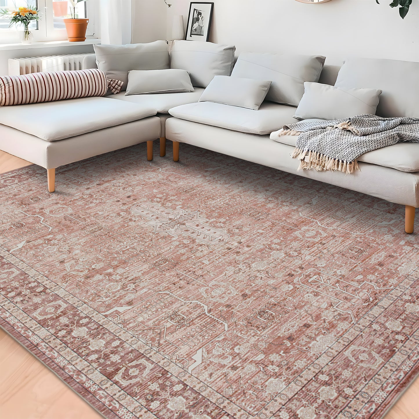 Machine Washable Rug - Terracotta