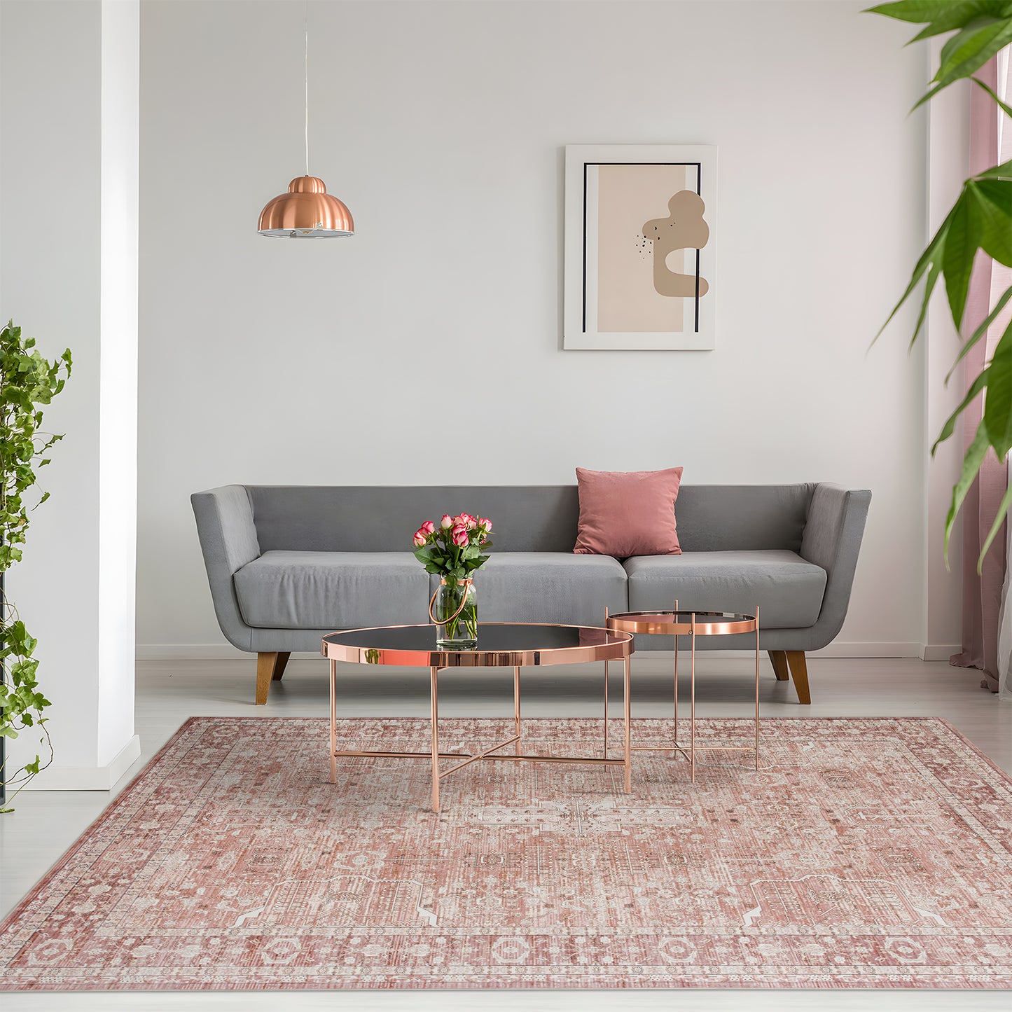 Machine Washable Rug - Terracotta