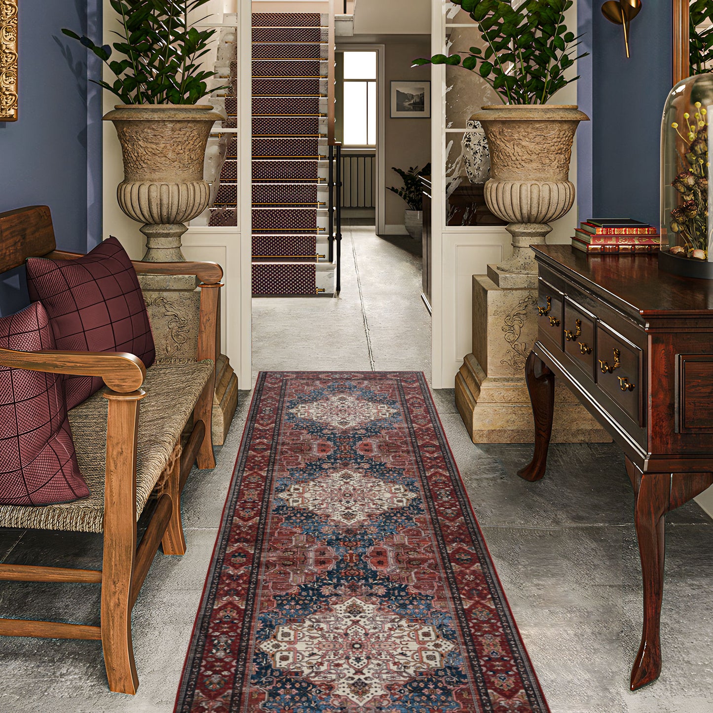Machine Washable Rug - Vintage Red