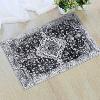 Machine Washable Rug - Distressed Charcoal