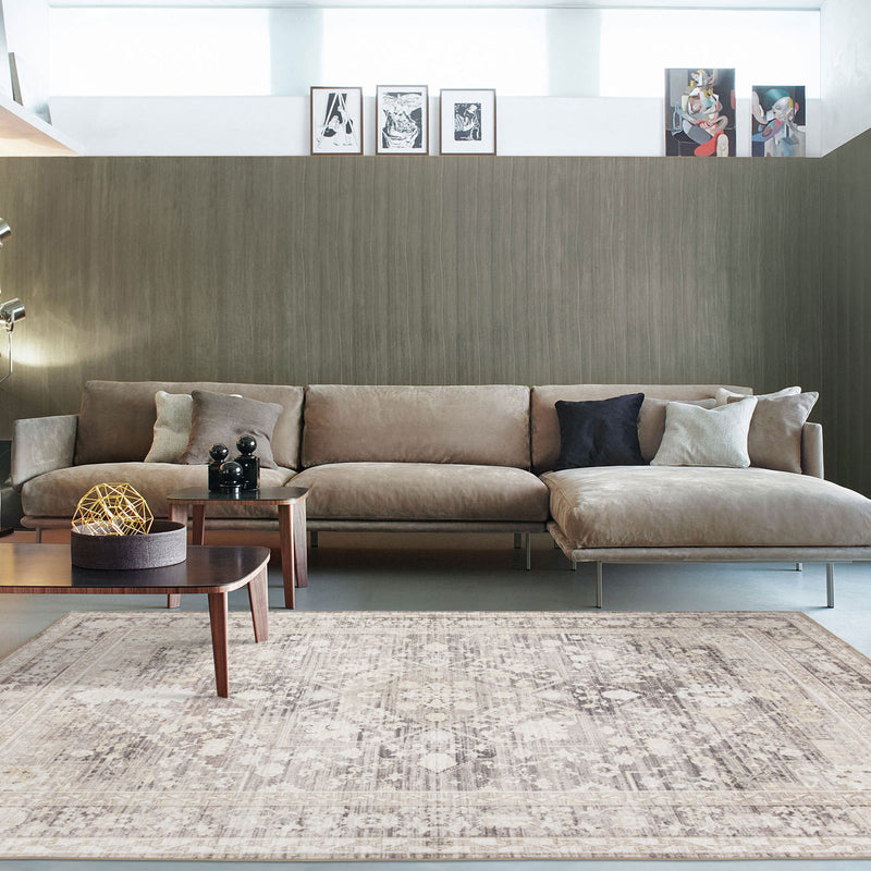 Machine Washable Rug - Coffee & Gold