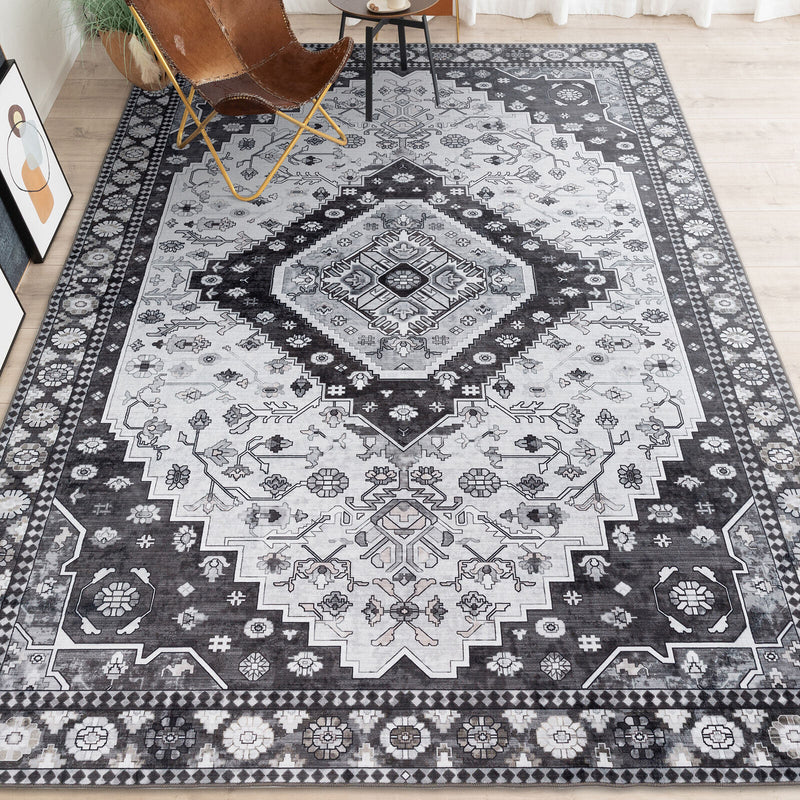 Machine Washable Rug - Charcoal Grey