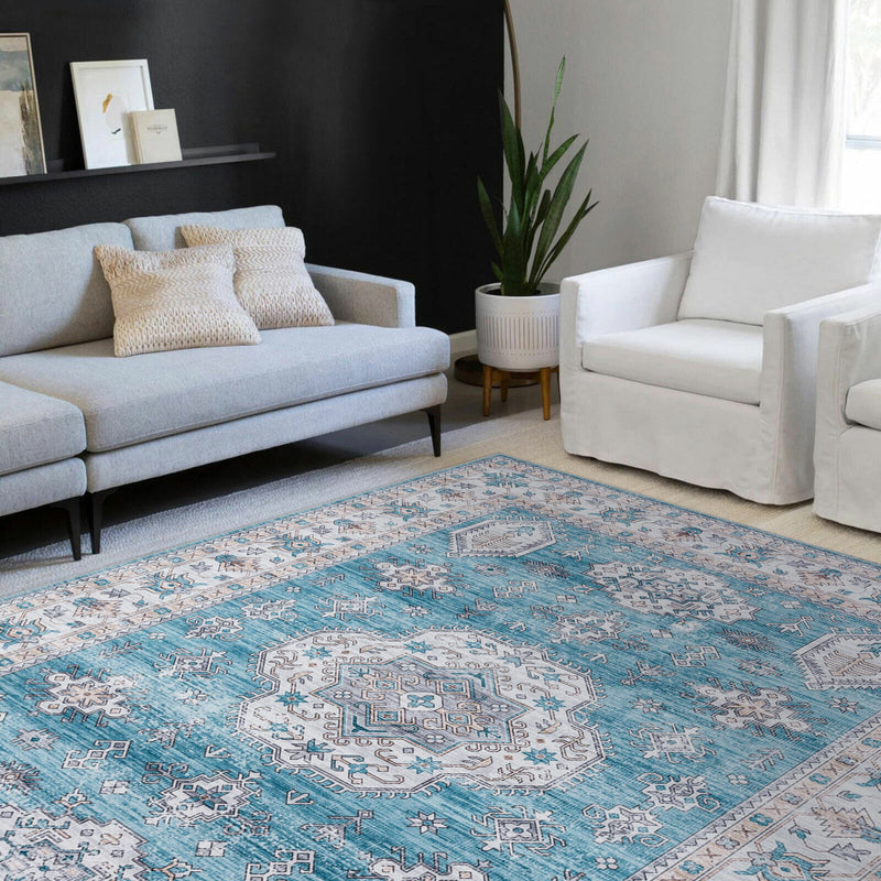 Machine Washable Rug - Dusty Blue