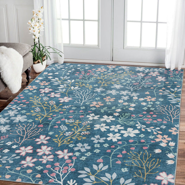 Machine Washable Rug - Turquoise Blue