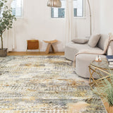 Machine Washable Rug - Grey & Gold