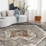 Machine Washable Rug - Brown & Grey