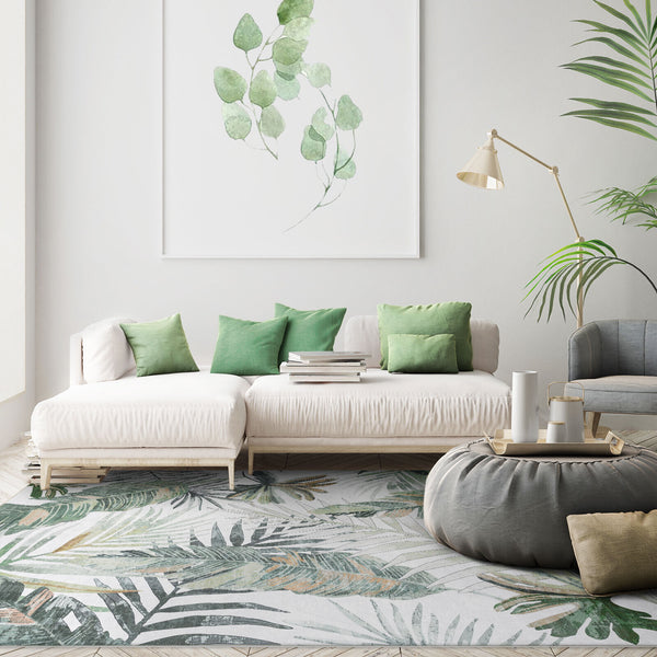 Machine Washable Rug - Tropical Leaves