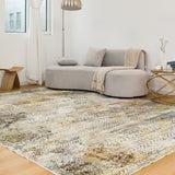 Machine Washable Rug - Grey & Gold