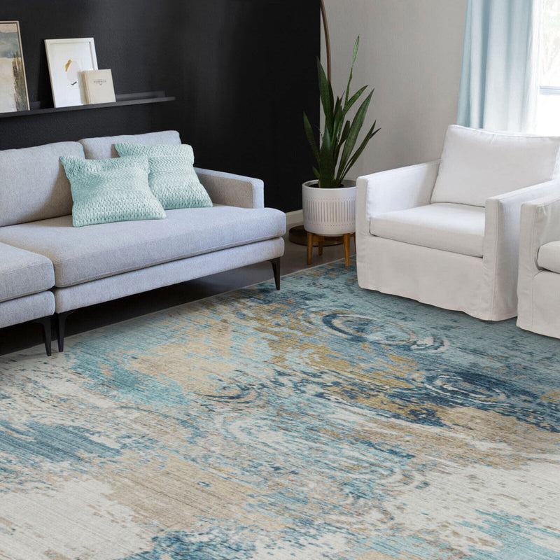 Machine Washable Rug - Teal Blue