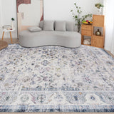 Machine Washable Rug - Ivory Blue