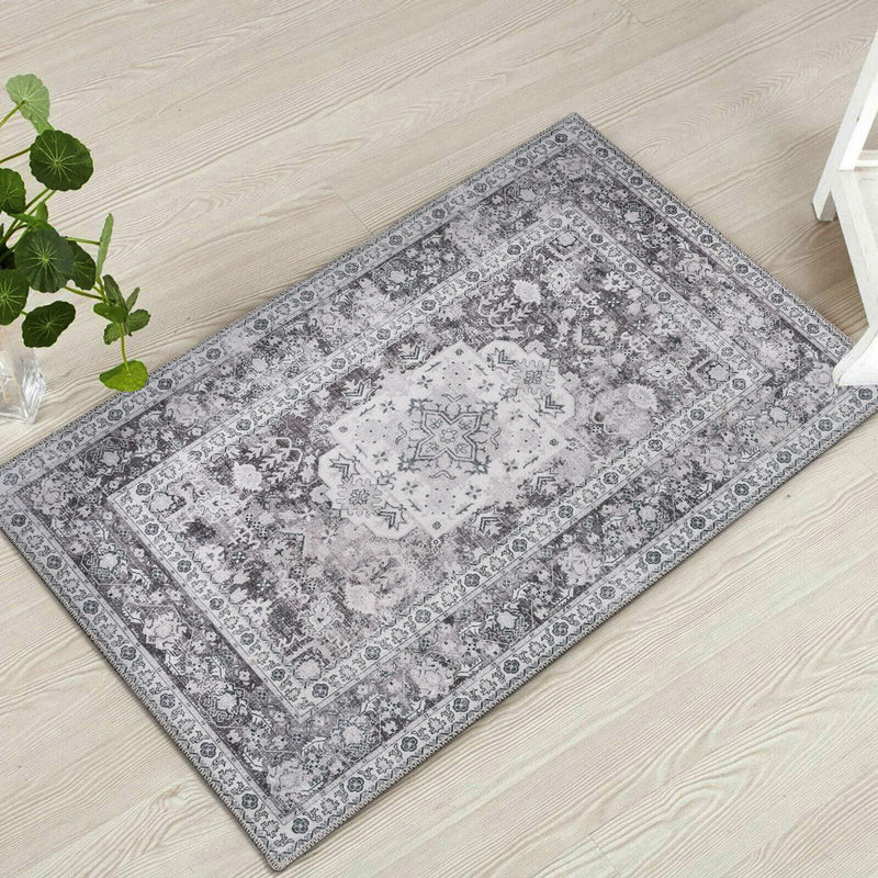 Machine Washable Rug - Distressed Grey