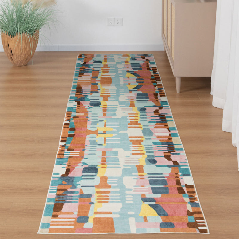 Machine Washable Rug - Abstract Rainbow