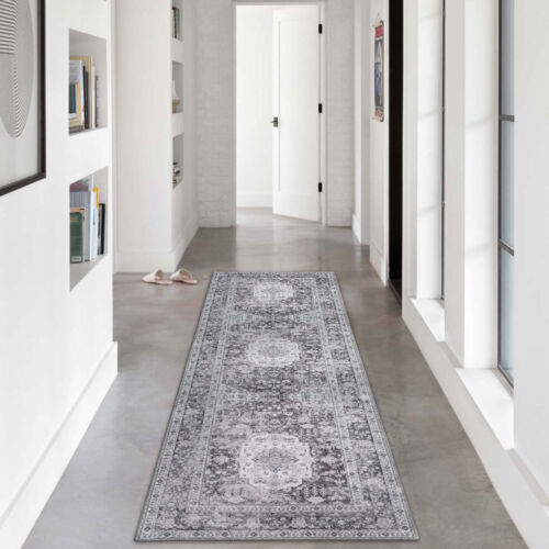 Machine Washable Rug - Distressed Grey