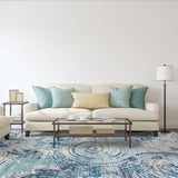 Machine Washable Rug - Blue Ripples
