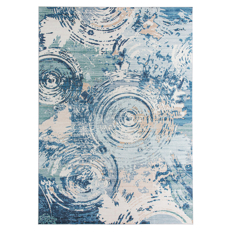 Machine Washable Rug - Blue Ripples