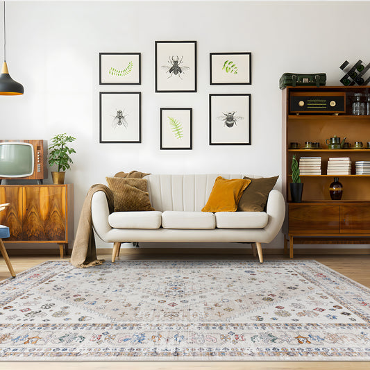 Machine Washable Rug - Faded Beige